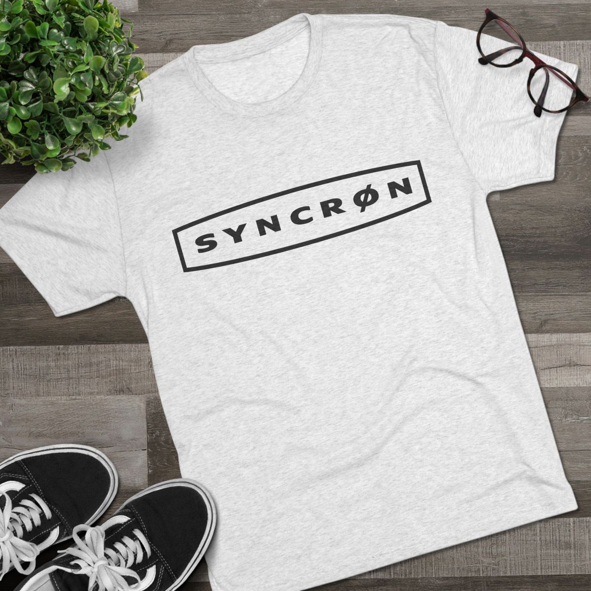 Syncron Logo Tee — Minimalist Vintage Surf-Inspired Crew T-Shirt