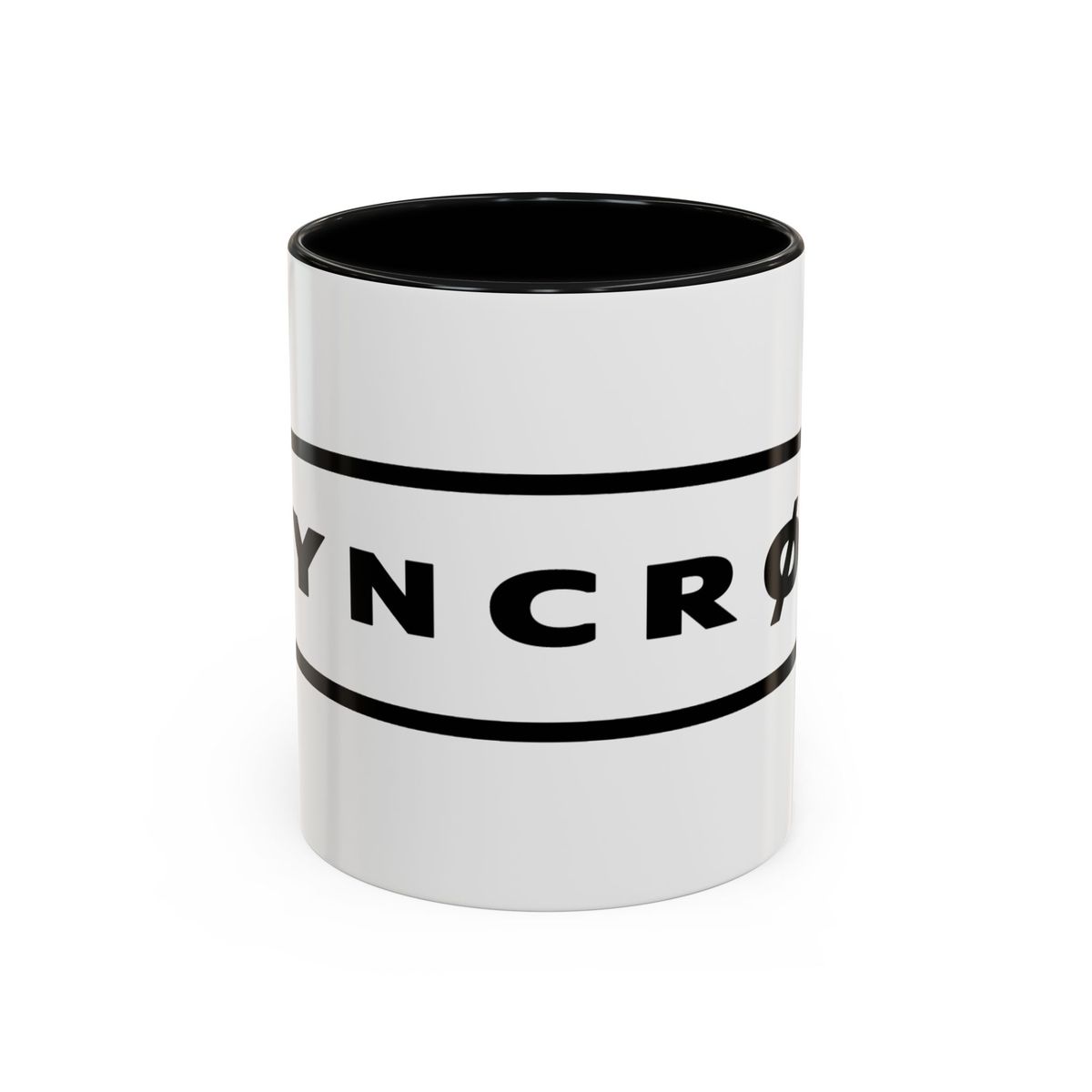 SYNCRØN Logo Accent Coffee Mug — Black-Trim Ceramic 11oz