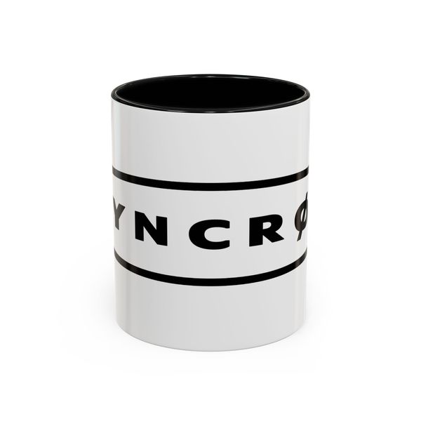 SYNCRØN Logo Accent Coffee Mug — Black-Trim Ceramic 11oz